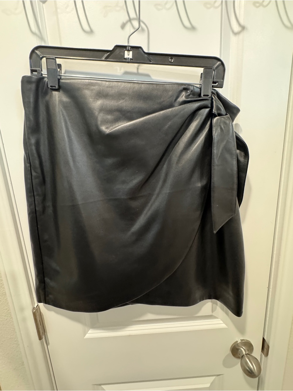 Loft Black Faux Leather Wrap Skirt